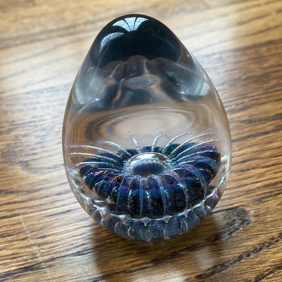 Dichroic Blown Glass Oval Paperweight Artist Brian Maytum Studio 1991 Signed3053 - Picture 1 of 14